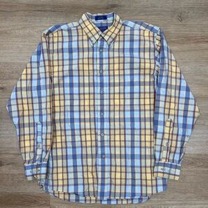 Pendleton Yellow Plaid Long Sleeve Button Up Dress Up Shirt Mens M 100% Cotton